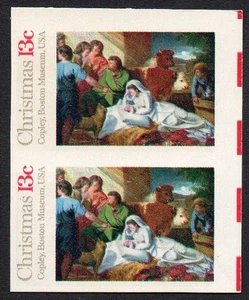 1701a 13c Christmas imperf pair (thin) - Picture 1 of 2