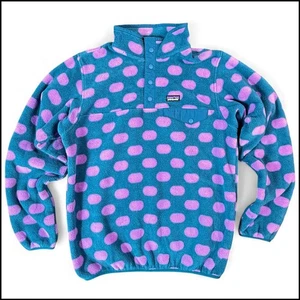 Patagonia Synchilla Snap-T pile a pois viola acqua ragazza 16-18 XXL donna S - Foto 1 di 11
