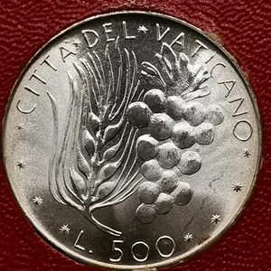500 LIRES 1973 ARGENT 835‰ PAPE PAUL VI VATICAN 145000 Ex.  UNC ISSUE DU COFFRET - Picture 1 of 2