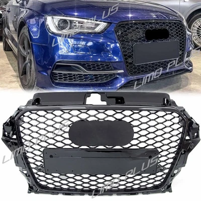 For 2014-2016 Audi A3 S3 Quattro 8V RS3 Style Front Bumper Grille Glossy Black - Image 1 of 4