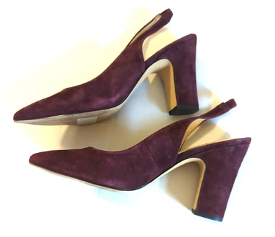 Замшевые винные туфли-слинги размер 8,5 4 дюйма на каблуке изысканный шик Lord & Taylor - Изображение 1 из 4