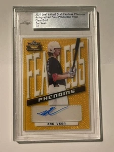 Zac Veen Auto 1/1 2021 Leaf Valiant Clear Gold Pre Production Proof - Picture 1 of 3