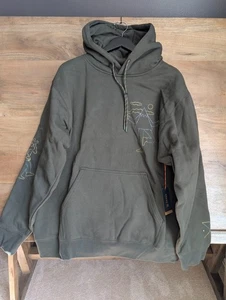 Roark Namastay Here Bolo Hoodie Mens XL Green Printed Fleece Lined Pullover NWT - Picture 1 of 5