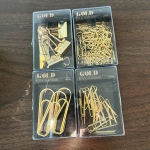 4 Vintage E & K Success Gold Colored Paper Clips Large Small Binder Japan Rare - Picture 1 of 5