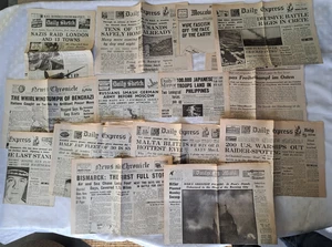 14 Historical WWII Newspapers Dunkirk, Bismarck, The Blitz, Japs Invasion + More - Picture 1 of 16