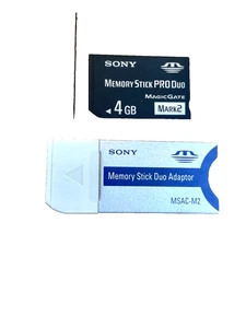 Sony Memory Stick Pro Duo 4GB Mark2 w Adapter MSAC-M2 - Picture 1 of 2