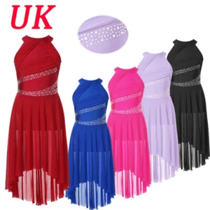 UK Girls Dance Dress Latin Dancewear Contemporary Leotard Ballet Skirt Rumba - Picture 1 of 86