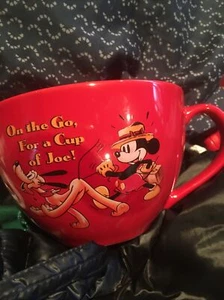 Disney Mickey And Pluto Mug ~ Red On the Go, For a Cup of Joe! - Picture 1 of 4