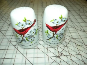 CARDINAL AMERICAN DOGWOOD FLOWERS WILLIAMSBURG VIRGINIA  SALT & PEPPER SHAKERS - Picture 1 of 3