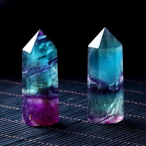Bacchette Cristallo Guarigione Fluorite Obelisco Punto Reiki Torre Casa Auto Ufficio Decorazione - Foto 1 di 3