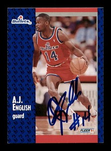 A.J. English Autographed Signed 1991-92 Fleer Card #206 Bullets 183323