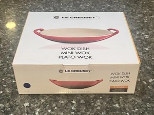 NEW Le Creuset Mini Wok Stoneware Asian Dish w/ Handles Cobalt Blue & Sand 28 oz - Picture 1 of 7