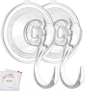 Wreath Hanger, Large Clear Heavy Duty Suction Cup Wreath Hooks with Wipes 22 LB - Picture 1 of 12