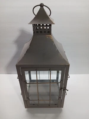 Suporte de vela decorativo de metal 18" x 7" x 7" cinza fosco ouro acento médio - Imagem 1 de 4