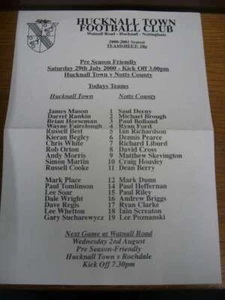29/07/2000 Hucknall Town v Notts County [Friendly] (Single Sheet, Folded) - Picture 1 of 1