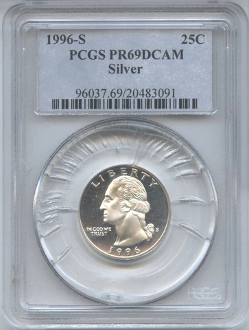 1996 Washington Proof Silver Quarter PCGS PR69 Certified  - DN420 Cover