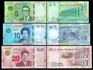TUNISIA set 5 - 10 - 20 dinars P 98 99 P 97 ** UNC ** New issue - Picture 1 of 4