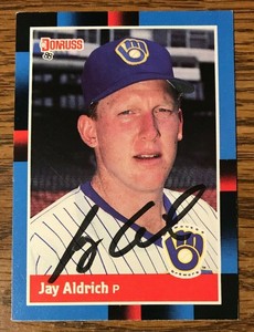 JAY ALDRICH MLB Milwaukee Brewers 1988 Donruss Autographed Signed #460 Card 2