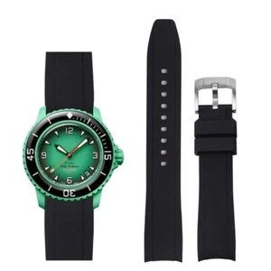 Black Fifty Fathoms Blancpain X Swatch Five Oceans Rubber Watch Strap - Picture 1 of 2