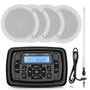 Marine Boat Radio Stereo Waterproof Bluetooth Audio Package w/ 4in Speaker 2Pair - Picture 1 of 21