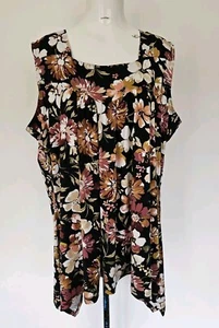 Plus size black floral short sleeve women stretchy tunic blouse size 22-24 YOURS - Picture 1 of 3