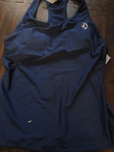 Volcom Women's Juniors' Simply Core Racerback Tankini Top Size Medium Navy - Picture 1 of 5
