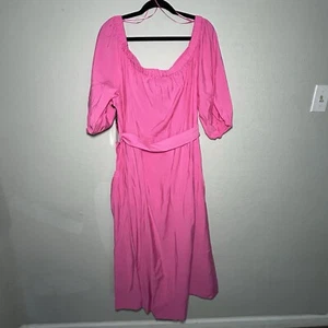 Prabal Gurung for JCPenney Dress Plus 2X Off the Shoulder Carmine Rose Pink NWT - Picture 1 of 12