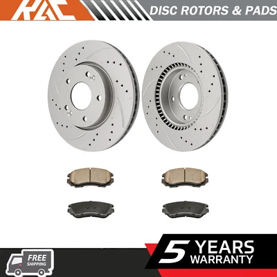 6PCS Front Drilled Disc Brake Rotors & Ceramic Pads for Hyundai Sonata 2005-2010 - Image 1 of 4