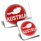 Mouse Mat & Coaster Set - Austria Travel Map Austrian Stamp  #5562
