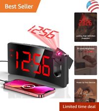Sleek Projection Alarm Clock - Clear LED Display - 180° Rotatable Projector