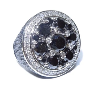 Mens 10k White Gold Big Black & White Prong Set Diamond Ring 8.00ct - Picture 1 of 1