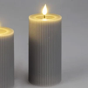 LED Kerze STREIFEN H. 15cm D. 7cm grau mit Timer Formano - Bild 1 von 3