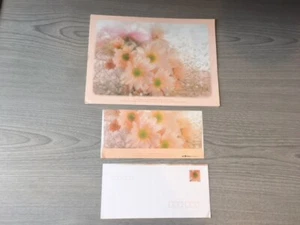 New 1990s Pink Flowers Floral Letter Writing Paper & Envelope Set Romantic Peach - Picture 1 of 4