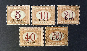 ITALIA ITALY1915 Colonie Libia Segnatasse Svr. 5 Valori MH* /USED - Imagen 1 de 1