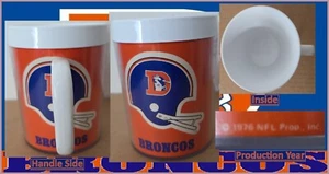 Tazza da caffè vintage 1976 Denver Broncos Thermo-Serv 4" 10 oz proprietà NFL - Foto 1 di 10