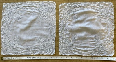 Pair Of Matching Vintage 1920’s Appenzell Embroidered Handkerchiefs. - Image 1 of 3