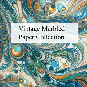 Vintage Marbled Paper Collection: Includes 20 sheets of marbled papers for bookb - Picture 1 of 12