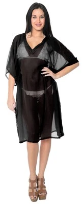 LA LEELA Women's Mini Swimsuit Swimwear Cover Ups Dresses US 8-16W Black_R846 - Изображение 1 из 3