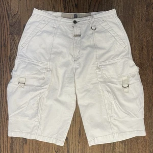 VTG Mens 34 Le Jean De Marithe Francois Girbaud White Cream Cotton Linen Shorts - Picture 1 of 24