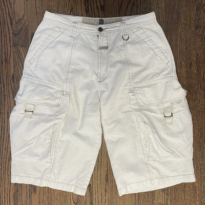 VTG Mens 34 Le Jean De Marithe Francois Girbaud White Cream Cotton Linen Shorts - Image 1 of 4