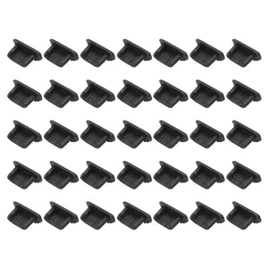 35pcs Phone Micro USB Port Plugs Covers Dust Protector for Micro USB End, Black - Photo 1 sur 4