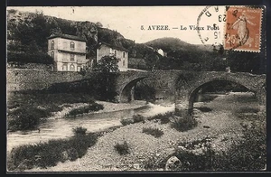AK Aveze, Le Vieux Pont 1929  - Bild 1 von 2