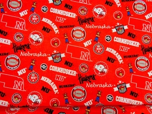 UNIVERSITY of NEBRASKA " HUSKERS " 100% COTTON 1/2 YARD SPORT DESIGN - Picture 1 of 5