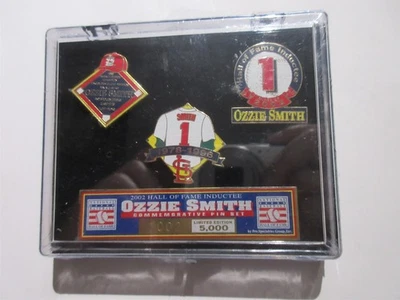 2002 Baseball Hall of Fame Indução OZZIE SMITH Conjunto de Pin Comemorativo NOVO Selo - Imagem 1 de 4