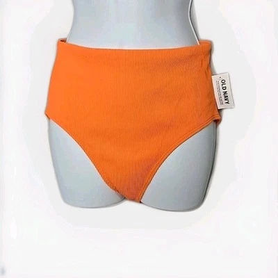Old Navy High-Waisted Ribbed Bikini Swim Bottoms Color Coral Clay Small FreeShip - Image 1 of 4