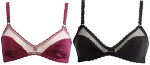 AGENT PROVOCATEUR BLACK OR PLUM KITTY SILK SHEER LACE BRA BRALETTE BNWT £49 - Picture 1 of 16