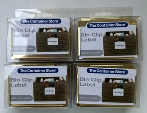 NEW The Container Store 4 Boxes of 3 - 3 1/2" x 2” Gold Bin Clip Labels - Picture 1 of 5