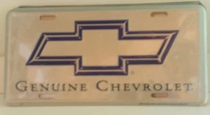 GENUINE CHEVROLET BLUE BOWTIE SILVER & ALUMINUM LICENSE PLATE USA NOVA CHEVELLE  - Picture 1 of 1