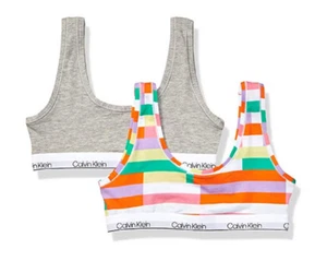 Calvin Klein Big Girls Modern Cotton Cropped Bra, Fragment & Grey, Small - Picture 1 of 1