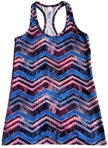 Lululemon IVIVVA Keep Your Cool Racerback Tank GIRLS SZ 14 Blue Coral Zig Zag - Picture 1 of 4